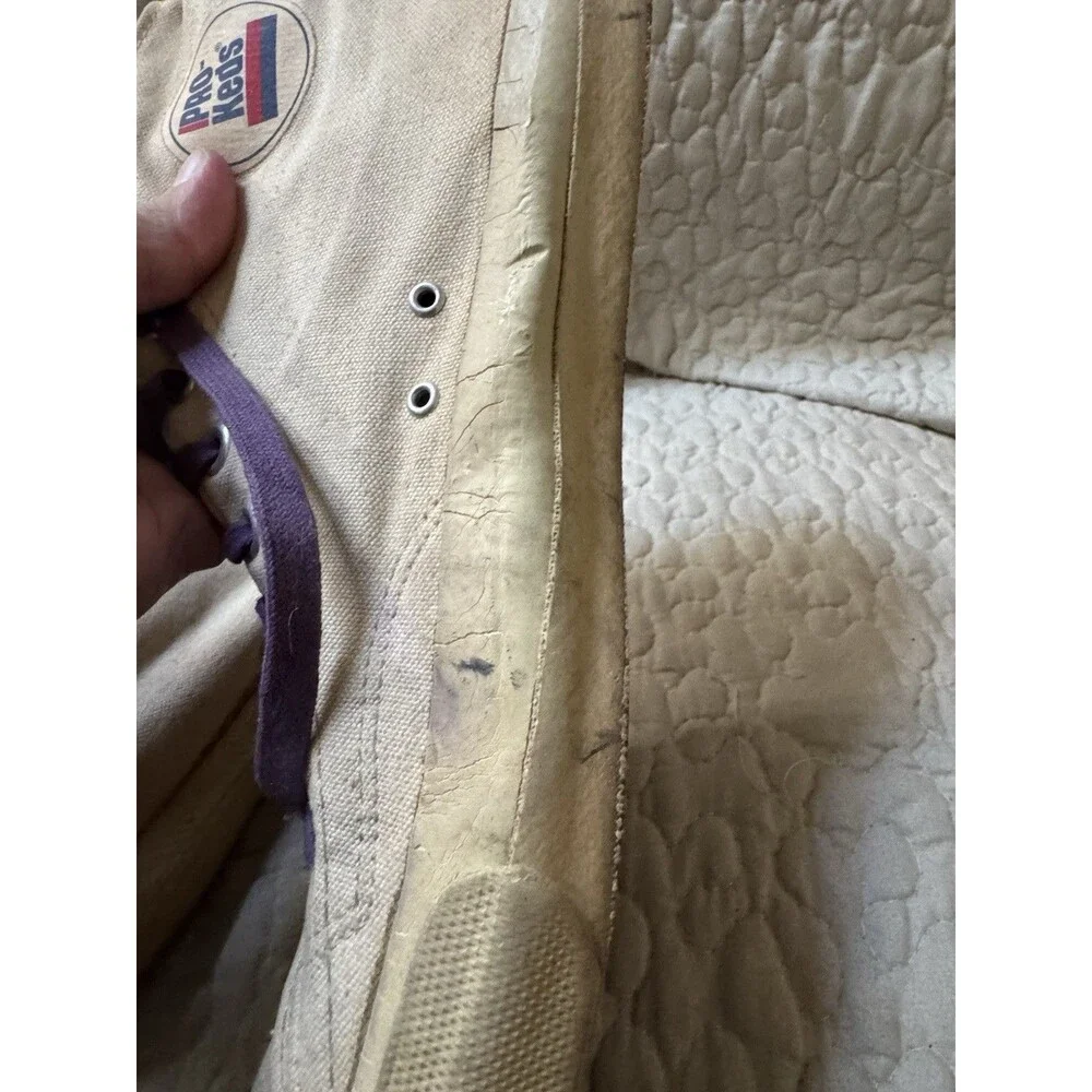 Vintage Pro-Keds High Top Basketball Shoes Off White Distressed 13” Outsole RARE